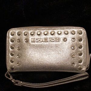 Michael Kors studded Zip around wristlet